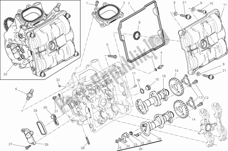 Alle onderdelen voor de 013 - Testa Orizzontale - Distribuzione van de Ducati Superbike 1199 Panigale S ABS 2013
